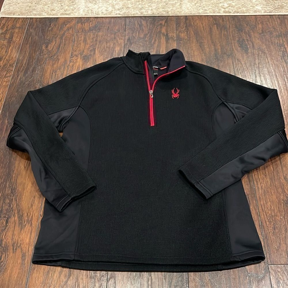 Spyder Pullover Jacket‎ Mens Size XL Black with red  Long Sleeve Outdoor in GUC